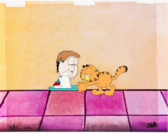 JIM DAVIS (1945- ) Garfield and Jon Animation Cel Setup 1985.